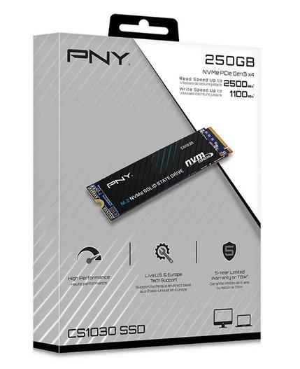 PNY CS1030 250GB SSD, M.2 NVMe, PCIe Gen3 x4 - M280CS1030-250-RB