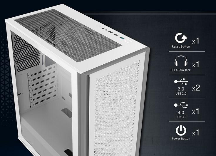 Кутия Xigmatek LUX S Arctic, 1x USB 3.0, 2x USB 2.0, HD Audio, ATX, M-ATX, Mini-ITX, бяла, без захранване