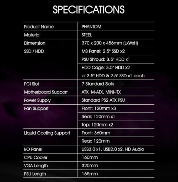 Кутия XIGMATEK PHANTOM, USB 3.0, USB 2.0, Аудио интерфейс, Midi Tower, M-ATX, Mini-ATX, ATX