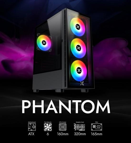Кутия XIGMATEK PHANTOM, USB 3.0, USB 2.0, Аудио интерфейс, Midi Tower, M-ATX, Mini-ATX, ATX