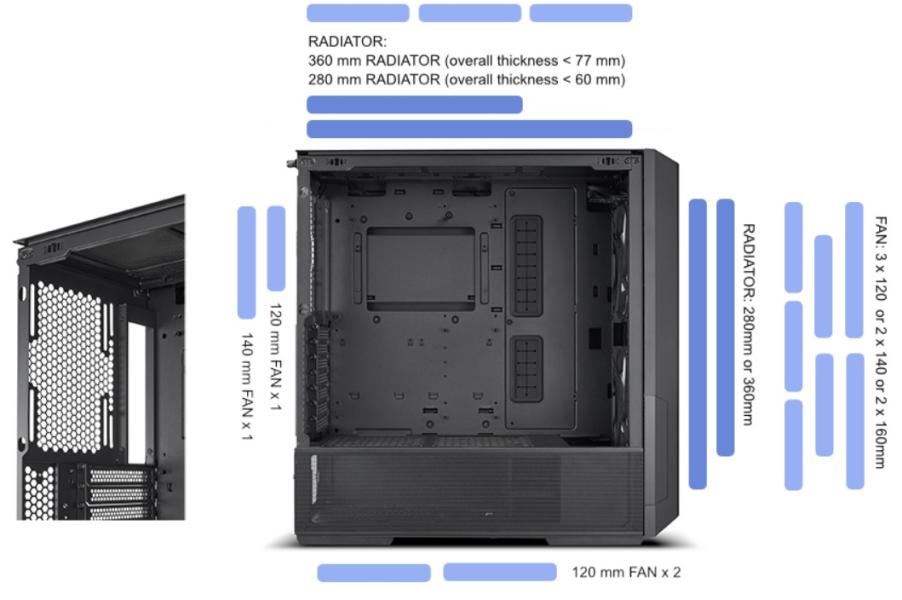 Кутия Lian-Li LANCOOL 216, Mid-Tower, E-ATX, ATX, Micro-ATX, Mini-ITX, Tempered Glass, 2 x USB 3.0, 1 x HD Audio, 1 x Type-C, Черна