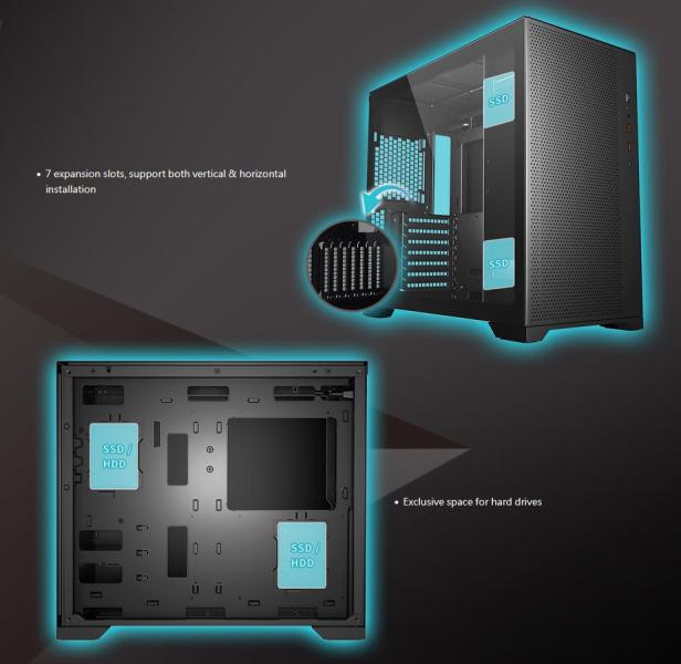 Кутия FORTRON CMT580B, MID TOW,  USB3.2 Gen1 x 2, USB3.2 Gen2 Type-C, HD аудио (2 в 1), E-ATX, ATX, Micro ATX, Mini-ITX