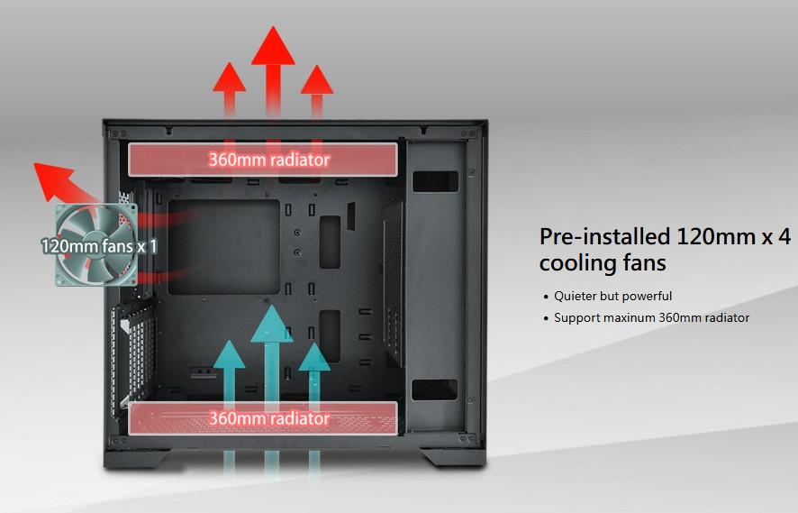 Кутия FORTRON CMT580B, MID TOW,  USB3.2 Gen1 x 2, USB3.2 Gen2 Type-C, HD аудио (2 в 1), E-ATX, ATX, Micro ATX, Mini-ITX