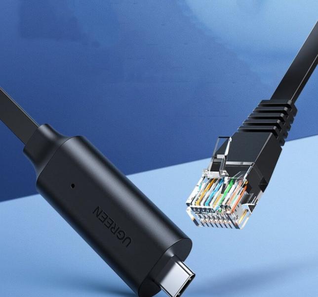 Кабел Ugreen USB-C to RJ45 Console Flat Cable, за устройства с USB-C порт