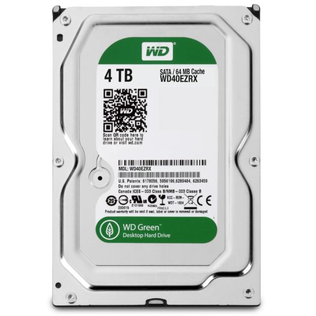 Твърд диск Western Digital Green WD40EZRX 4TB IntelliPower 64MB Cache SATA 6.0Gb/s 3.5" Internal Hard Drive