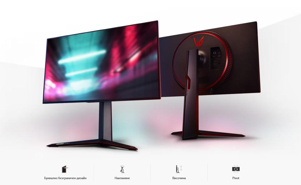 Монитор LG 27GN95R-B, 27" (68.58 cm) IPS панел, 144Hz, 4K UHD, 1ms, 400 cd/m2, HDMI, DP