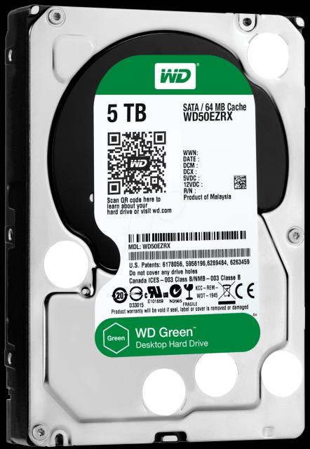 Твърд диск Western Digital Green 5TB IntelliPower 64MB Cache SATA 6.0Gb/s 3.5" Internal Hard Drive