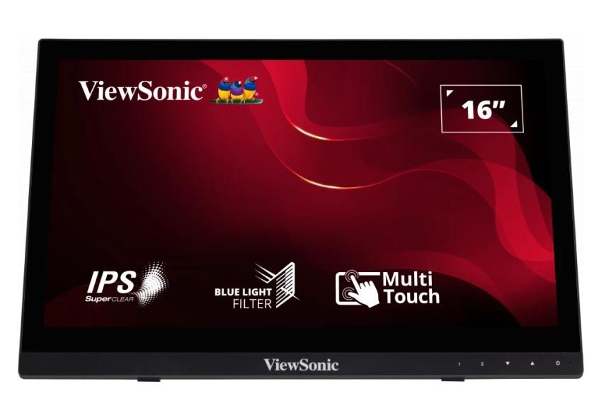 Монитор ViewSonic TD1630-3, 15.6" (39.62 cm) TN панел, тъч скрийн, HD, 12ms, 220cd/m2, HDMI, VGA