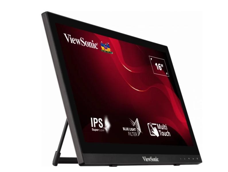 Монитор ViewSonic TD1630-3, 15.6" (39.62 cm) TN панел, тъч скрийн, HD, 12ms, 220cd/m2, HDMI, VGA