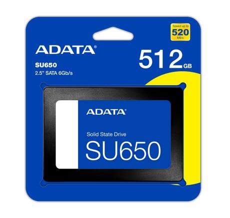 Adata SU650, 512GB 2.5" SATA, Read up 520 Mb/s,  Write up to 450 Мb/s