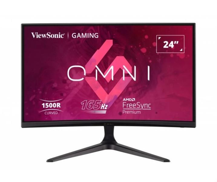 Монитор ViewSonic VX2418C, 23.6" (59.94 cm) Curved VA панел, 165Hz 1920x1080 Full HD, 1ms, 250 cd/m2, 2xHDMI, DisplayPort