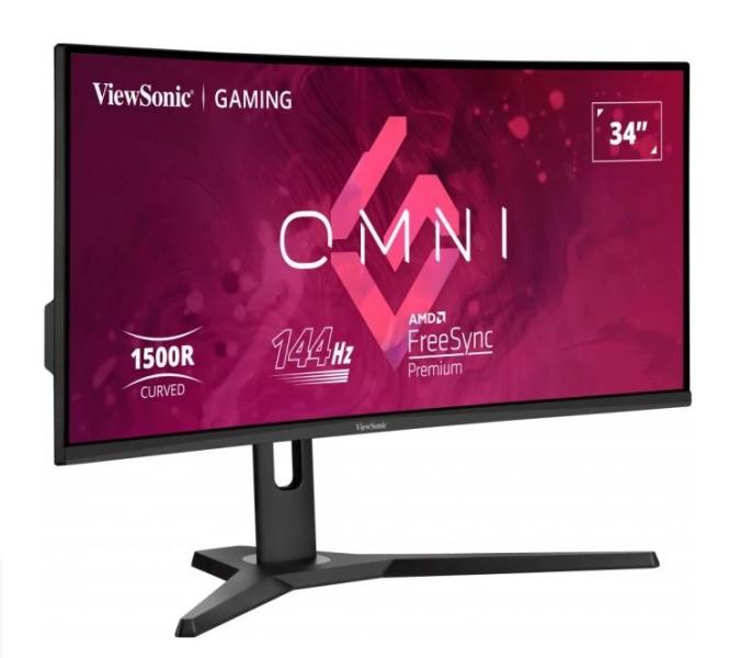 Монитор ViewSonic VX3418-2KPC, 34" (86.36 cm) SuperClear VA панел, 3440x1440 144Hz, WQHD, 1ms (MPRT), 300 cd/m2, 2xDP, 2xHDMI