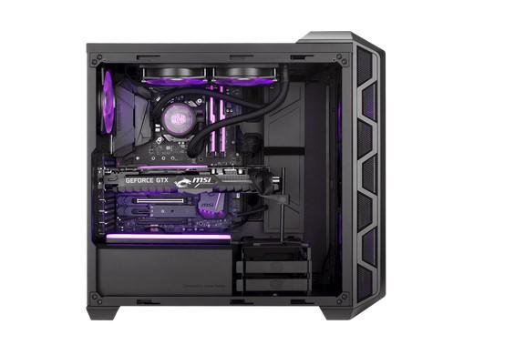 Кутия Cooler Master Master MasterCase H500 Gunmetal ARGB, 2x USB 3.2, 2x USB 2.0, RGB подсветка, страничен прозорец от закалено стъкло, ATX/mATX/miniITX, черна
