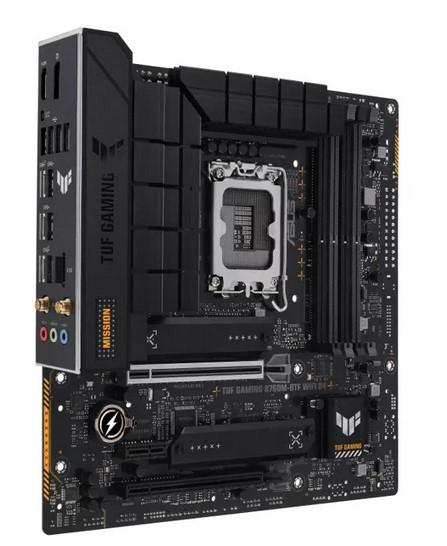 Дънна платка ASUS TUF GAMING B760M-BTF WIFI D4, LGA1700, 4x DDR4, 4x SATA 3x M.2, Wi-Fi, Bluetooth, HDMI/DP, microATX