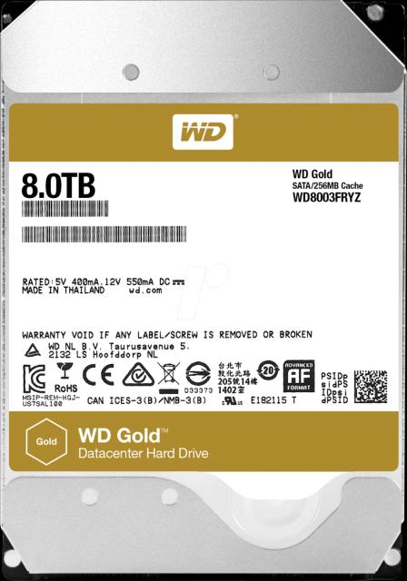 Твърд диск Western Digital Gold Datacenter HDD 8 TB - SATA 6Gb/s 7200 rpm 256MB