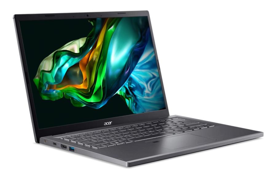 Лаптоп ACER NB ASPIRE 5 A514-56M-31VC, Intel Core i3-1315U (1.2 - 4.50 GHz, 10 MB cache), 14.0" (35.56 cm) FHD IPS, 8GB RAM, 512GB SSD, Steal Gray, Free DOS