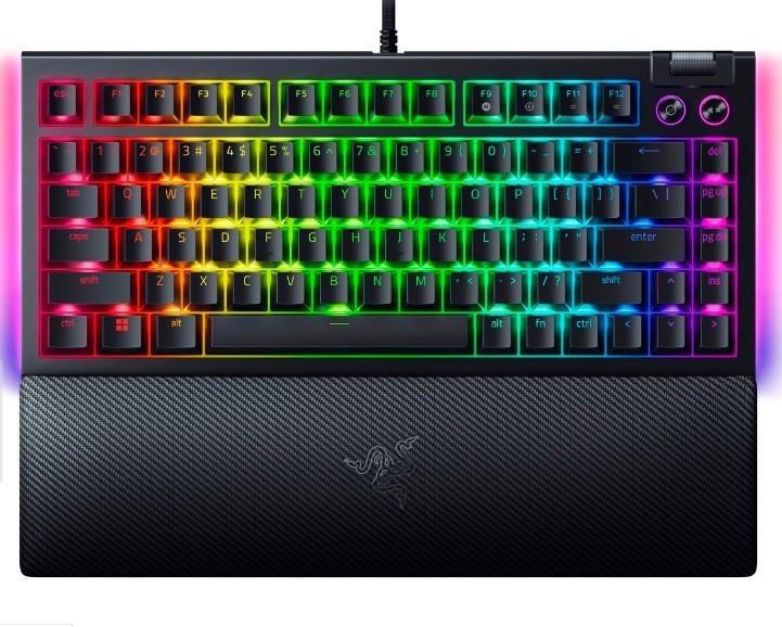 Kлавиатура Razer BlackWidow V4 75%, mеханична, Switch Orange, RGB, черна