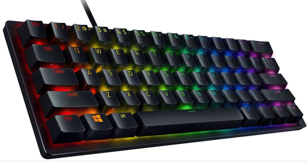 Клавиатура Razer Huntsman Mini, механична, clicky optical Purple Switch, RGB подсветка, черна, USB