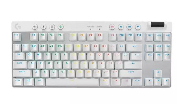 Клавиатура Logitech G Pro X TKL Lightspeed, механична, Tactile суич, гейминг, US International Layout, RGB подсветка, Bluetooth, USB, бяла