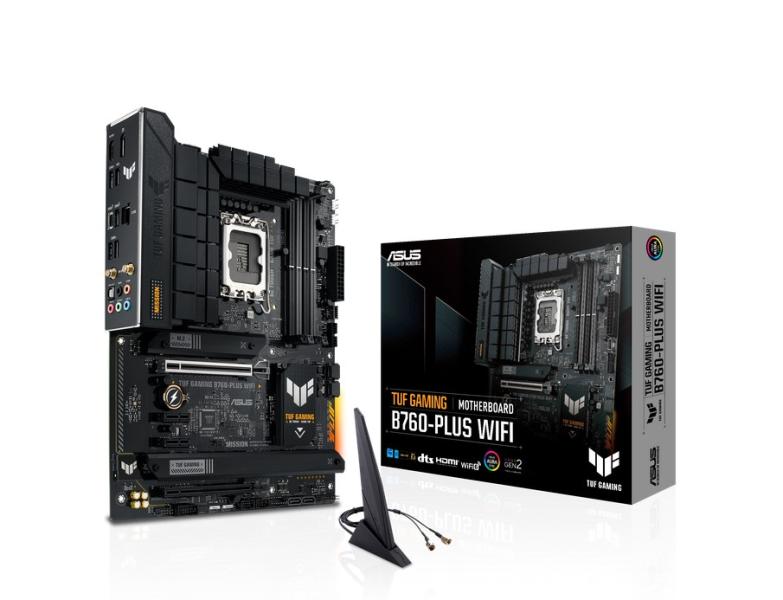 Дънна платка ASUS ROG STRIX B760-PLUS GAMING WIFI, LGA1700, 4x DDR5, WiFi 6, 3x M.2, 1xHDMI, 1xDP, USB Type-C, Aura Sync RGB, ATX