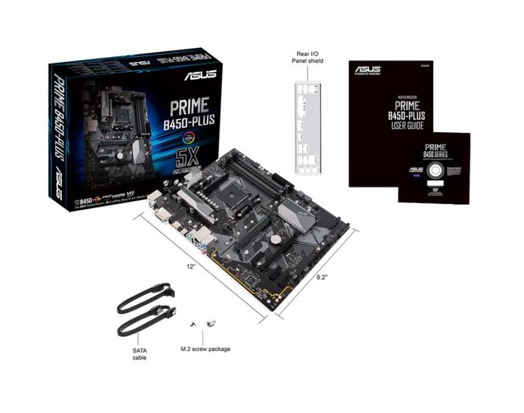 Дънна платка Asus PRIME B450-PLUS, B450, AM4, DDR4, 6x SATA 6Gb/s, 1x M.2 slots, DVI-D, HDMI,2 x USB 3.1 Gen 2, 1 x USB 3.1 Gen 1 Type-C, ATX