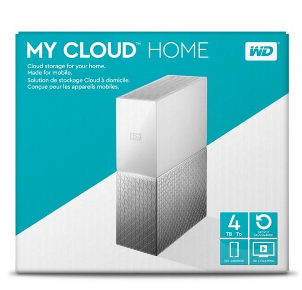 Мрежов сторидж Western Digital My Cloud Home, 4TB NAS Personal Cloud StorageHDD, четири ядрен RTD1295PB-CG 1.4 GHz CPU, 1GB RAM, 1x Lan1000, 1x USB 3.0