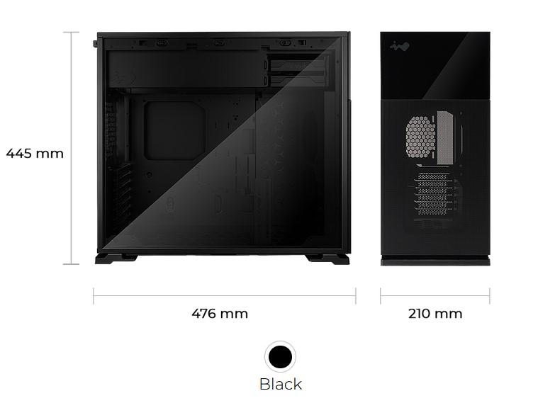 Кутия Chassis In Win 127 Mid Tower, 1x USB 3.2 Gen 2x2 Type-C, 2x USB 3.2 Gen1, HD Audio, ATX/mATX/mITX