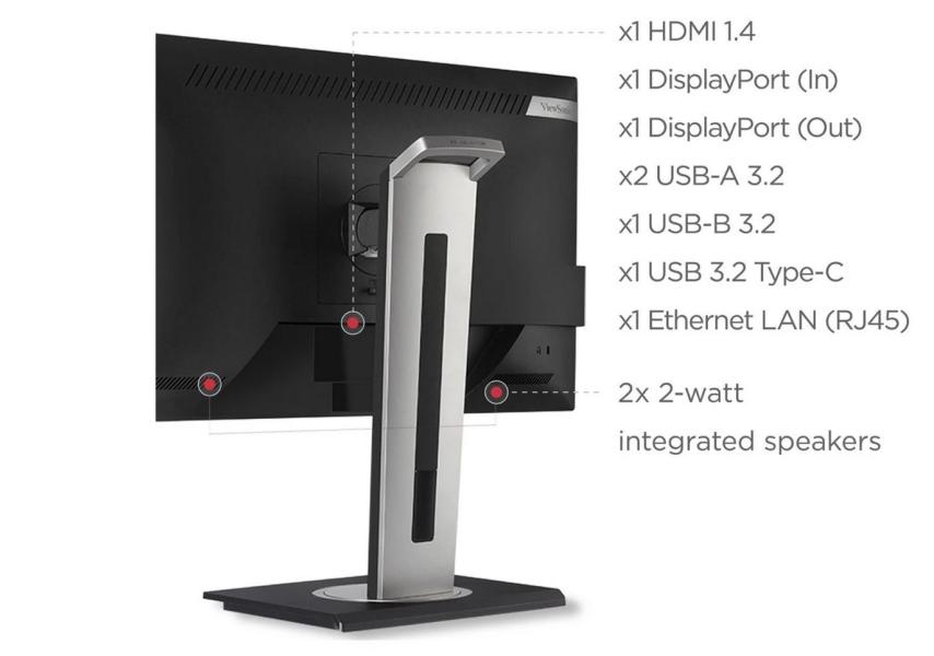 Монитор ViewSonic VG2456, 23.8" (60.45 cm) IPS панел, 75Hz, Full HD, 5ms, 250 cd/m2, DisplayPort, HDMI, USB Type-C, LAN