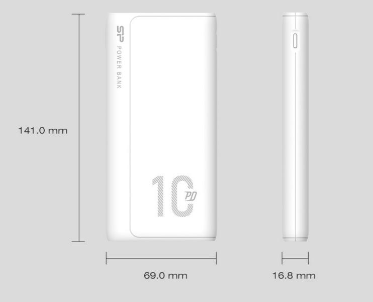 Външна батерия Silicon Power QP15, 10 000mAh, 2x USB A Out, 1x Micro USB in + 1x USB C In/out, бяла