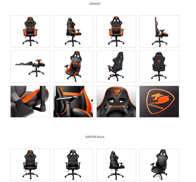 Геймърски стол Cougar Chair Armor, 3D регулируема подлакътница, изцяло стоманена рамка, накланяне на 180º