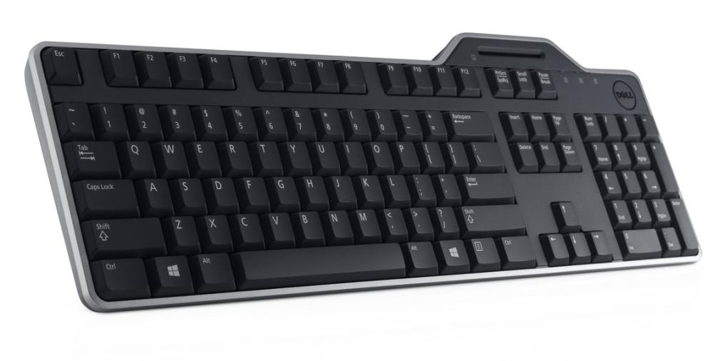 Клавиатура Dell KB813,  Smartcard Keyboard US/European (QWERTY), черна, USB