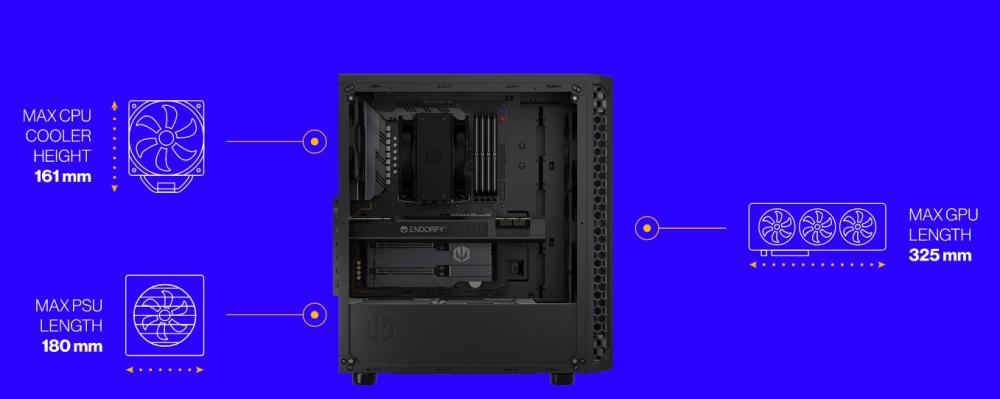 Кутия Endorfy Signum 300 Air, Mid-Tower, 2x USB-A (3.1 GEN 1), 1x Audio/1x Mic, ATX/mATX/mITX