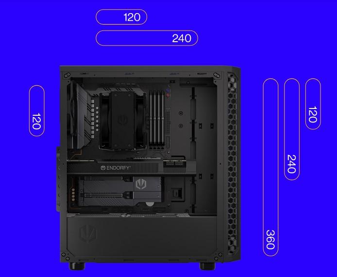 Кутия Endorfy Ventum 300 Solid, Mid-Tower, 2x USB-A (3.1 GEN 1), 1x Audio/1x Mic, ATX/mATX/mITX