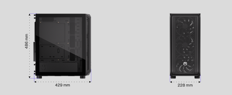 Кутия Endorfy Arx 500 Air, Mid-Tower, 2x USB-A (3.1 GEN 1), 1x Audio/1x Mic, ATX/mATX/mITX