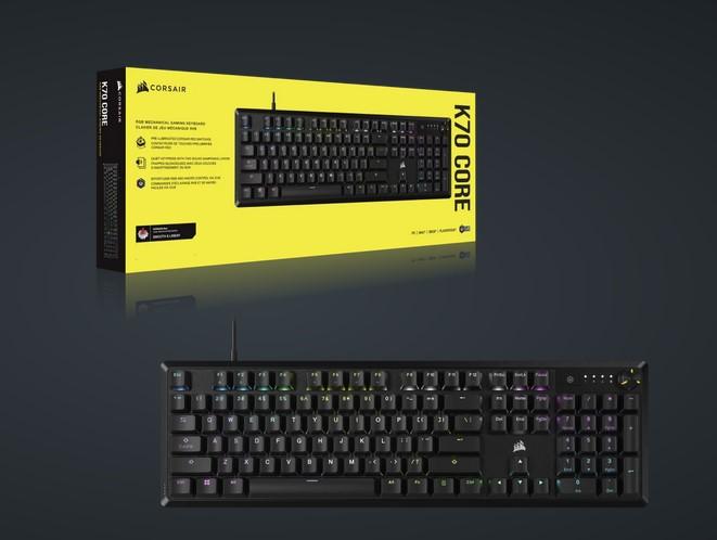 Клавиатура CORSAIR K70 CORE RGB Mechanical Gaming Keyboard, Backlit RGB LED, MLX Red linear switches, Black