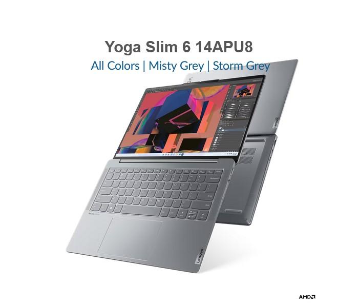 Лаптоп Lenovo Yoga Slim 6 14APU8, AMD Ryzen 5 7540U 3.2/4.9GHz, 14" (35.56cm) WUXGA OLED, 16GB LPDDR5, 1TB SSD NVMe, 1x USB4, Free DOS