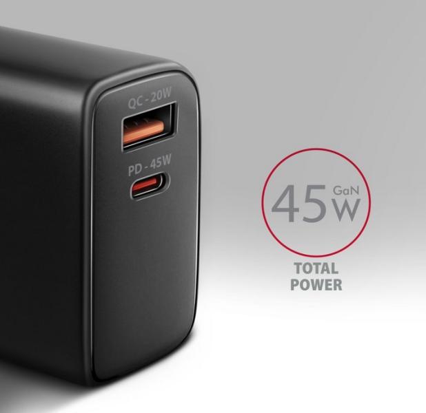 Зарядно AXAGON ACU-PQ45 wall charger QC3.0,4.0/AFC/FCP/PPS/Apple + PD type-C, 45W, black