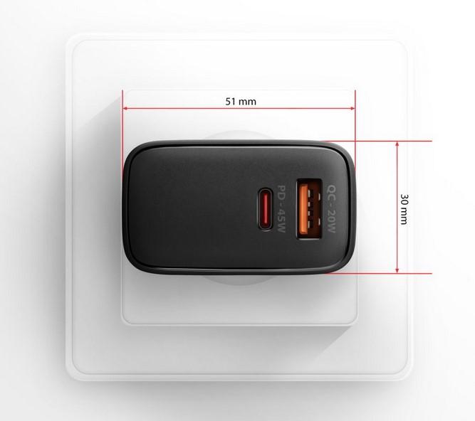 Зарядно AXAGON ACU-PQ45 wall charger QC3.0,4.0/AFC/FCP/PPS/Apple + PD type-C, 45W, black