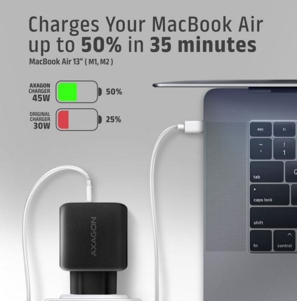 Зарядно AXAGON ACU-PQ45 wall charger QC3.0,4.0/AFC/FCP/PPS/Apple + PD type-C, 45W, black