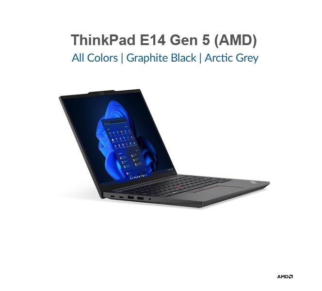 Лаптоп Lenovo ThinkPad E14 Gen 5, AMD Ryzen 7 7730U (8C / 16T, 2.0 / 4.5GHz, 4MB L2 / 16MB L3), 14" (35.56cm) WUXGA, IPS 300nits Anti-glare, 16GB DDR4, 512GB SSD NVMe, 2x USB 3.2 Type-C, Free DOS