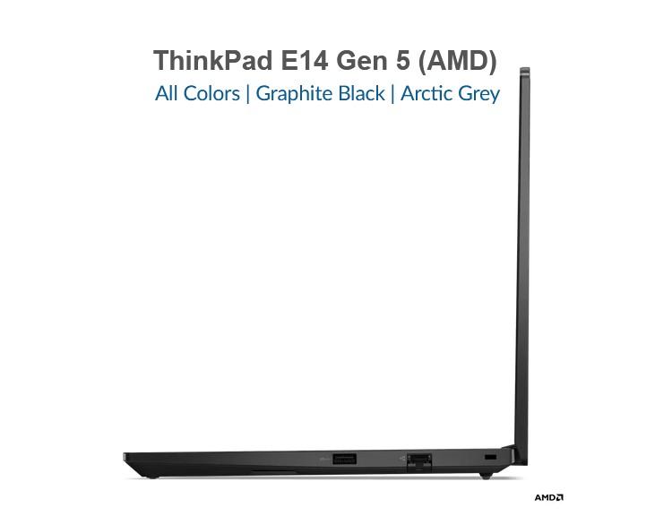 Лаптоп Lenovo ThinkPad E14 Gen 5, AMD Ryzen 7 7730U (8C / 16T, 2.0 / 4.5GHz, 4MB L2 / 16MB L3), 14" (35.56cm) WUXGA, IPS 300nits Anti-glare, 16GB DDR4, 512GB SSD NVMe, 2x USB 3.2 Type-C, Free DOS