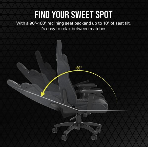 Геймърски стол CORSAIR TC100 RELAXED Gaming Chair, Fabric - Grey and Black