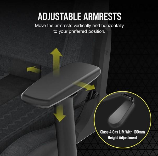 Геймърски стол CORSAIR TC100 RELAXED Gaming Chair, Fabric - Black