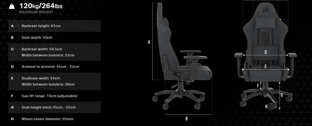 Геймърски стол CORSAIR TC100 RELAXED Gaming Chair, Leatherette - Black