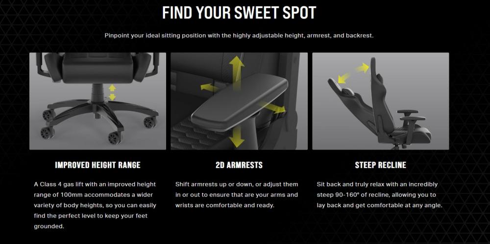 Геймърски стол CORSAIR TC100 RELAXED Gaming Chair, Leatherette - Black