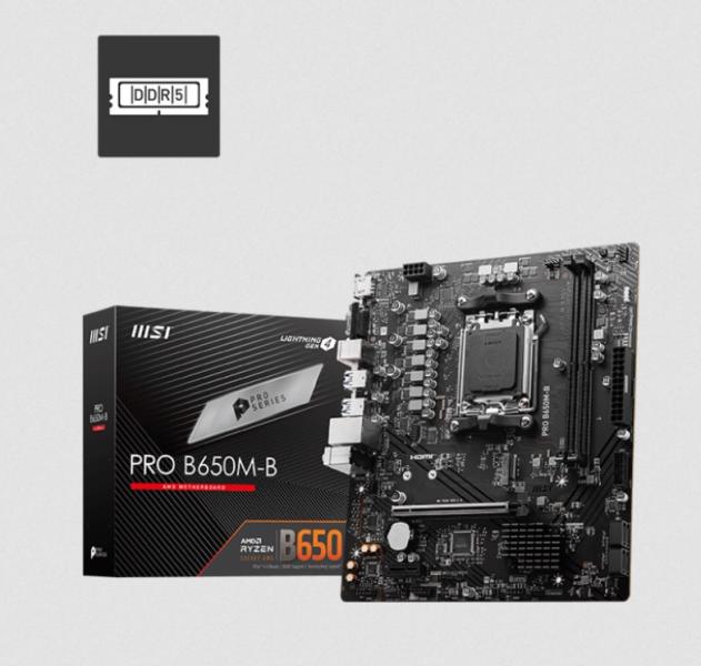 Дънна платка MSI PRO B650M-B, AM5, 2x DDR5, 1x M.2, 4x SATA 6G, HDMI, VGA, mATX