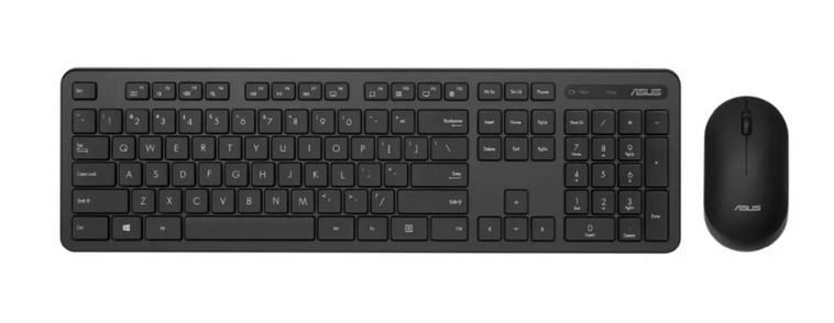 Комплект клавиатура и мишка Asus CW100, безжични, 1600dpi, USB, черни