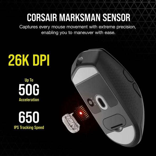 Геймърска мишка Corsair KATAR Elite Bluetooth/Wireless/USB, 26000 DPI, Optical, Black