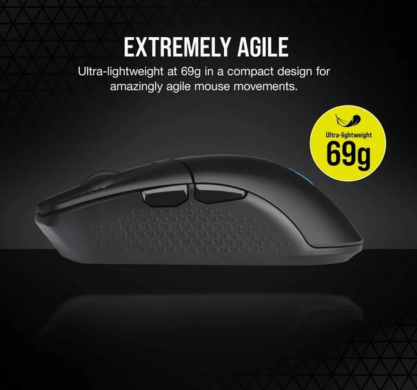 Геймърска мишка Corsair KATAR Elite Bluetooth/Wireless/USB, 26000 DPI, Optical, Black