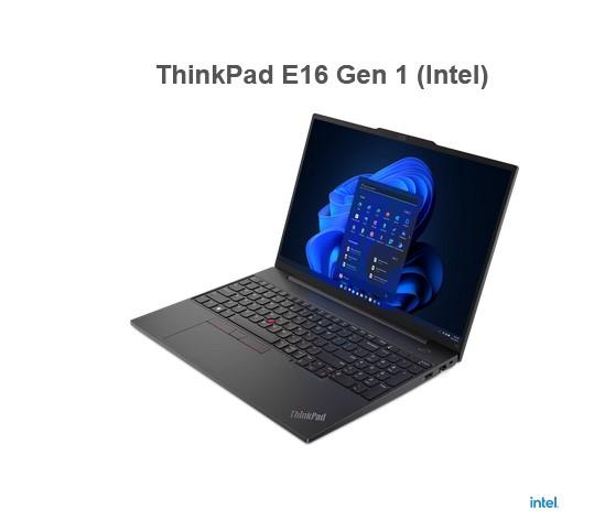 Лаптоп Lenovo ThinkPad E16 G1 Intel Core i5-1335U (up to 4.6GHz, 12MB), 16GB (8+8) DDR4 3200MHz, 512GB SSD, 16" WUXGA (1920x1200) IPS AG, Intel Iris Xe Graphics, WLAN, BT, 1080p&IR Cam, Backlit KB, FPR, 3 cell, Graphite Black, DOS, 3Y